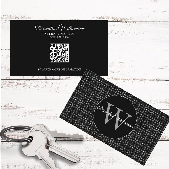 Carte De Visite Monogramme noir et blanc (Créateur téléchargé)
