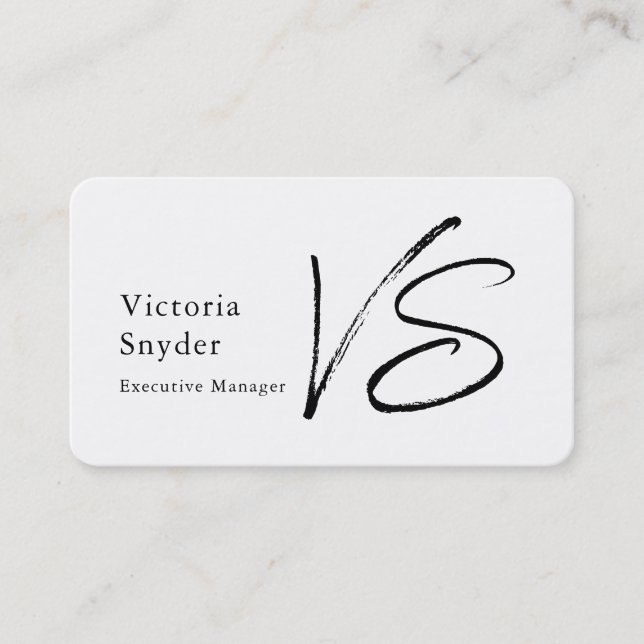 Carte De Visite Monogramme noir et blanc élégant professionnel (Devant)
