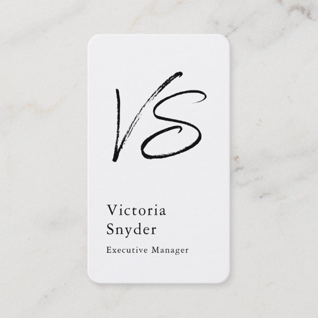Carte De Visite Monogramme noir et blanc élégant professionnel (Devant)