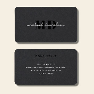 Carte De Visite Monogramme noir et blanc moderne professionnel