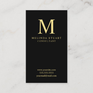 Carte De Visite Monogramme noir et or élégant