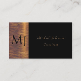 Carte De Visite Monogramme noir et or minimaliste