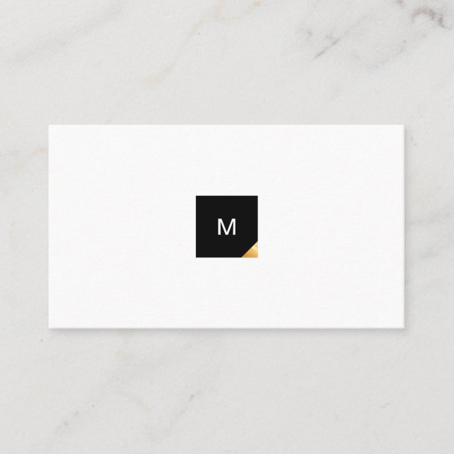 Carte De Visite Monogramme noir et or moderne, minimal (Devant)