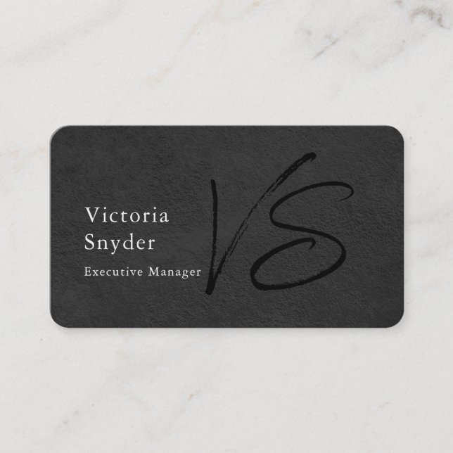Carte De Visite Monogramme noir gris élégant professionnel (Devant)