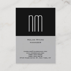 Carte De Visite Monogramme noir gris simple et simple