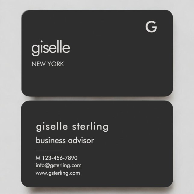 Carte De Visite Monogramme Noir Luxe (Créateur téléchargé)