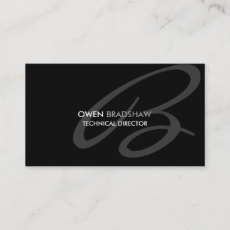 Carte De Visite Monogramme noir moderne et élégant