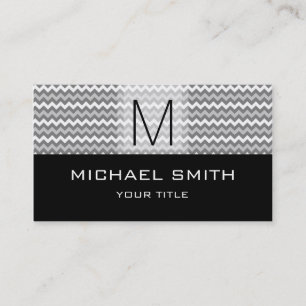 Carte De Visite Monogramme noir moderne Motif Chevron