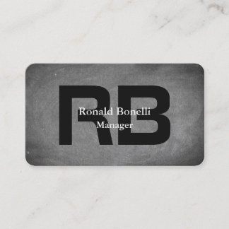 Carte De Visite Monogramme noir monochrome gris