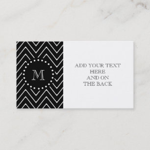 Carte De Visite Monogramme noir noir du motif   de Chevron