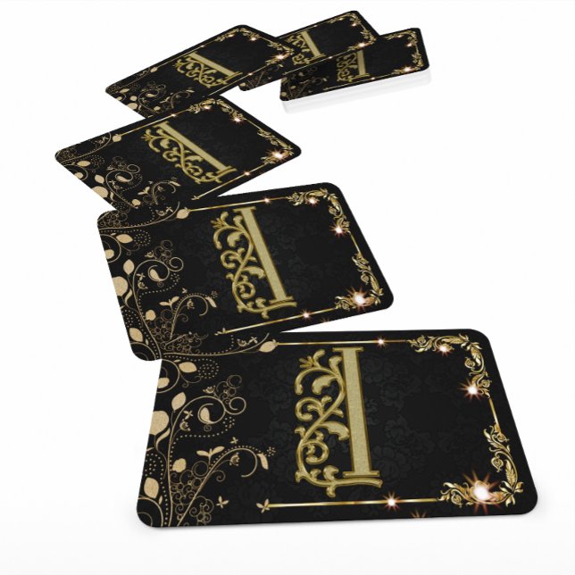 Carte De Visite Monogramme Noir Or Luxe Supreme (Créateur téléchargé)