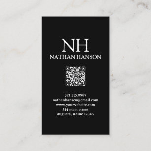 Carte De Visite Monogramme noir simple moderne