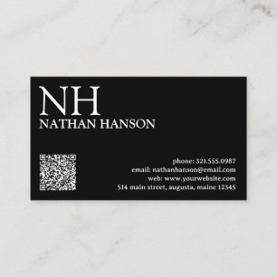 Carte De Visite Monogramme noir simple moderne