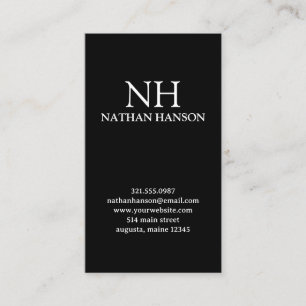 Carte De Visite Monogramme noir simple moderne
