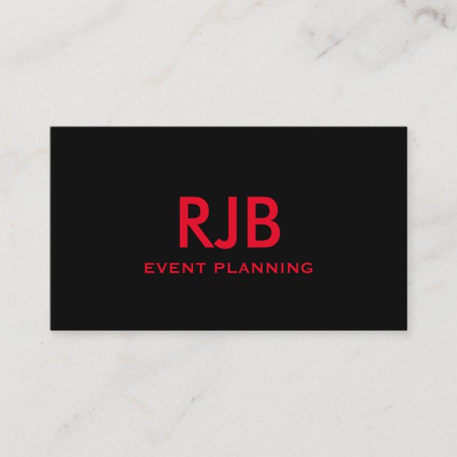 Carte De Visite Monogramme Nom personnalisé initial Noir Rouge Sim (Devant)