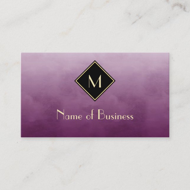 Carte De Visite Monogramme Or Aquarelle Violette (Devant)