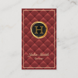 Carte De Visite Monogramme Or de luxe Rouge Quilé Conducteur mode