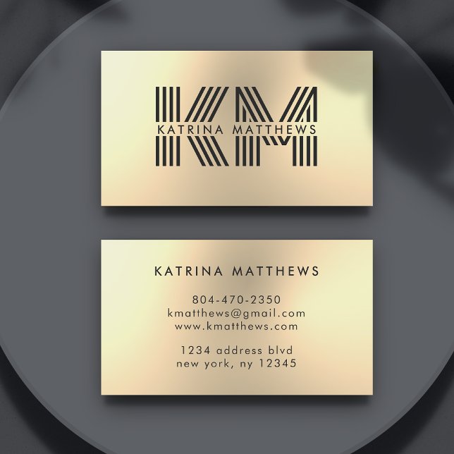 Carte De Visite Monogramme Or Moderne Metallo Professionnel (Gold Monogram Metallic Business Card
)
