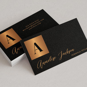 Carte De Visite Monogramme or noir luxe élégant