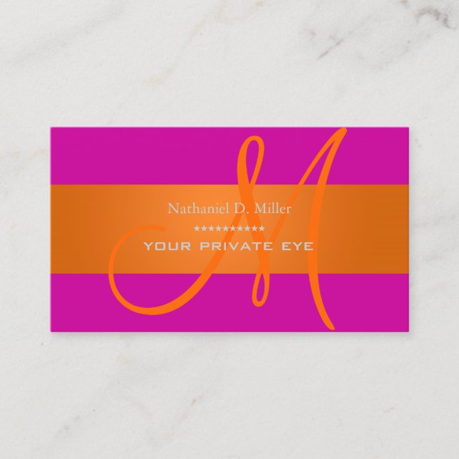 Carte De Visite Monogramme orange dégradé/do-it-yourself couleur a (Devant)