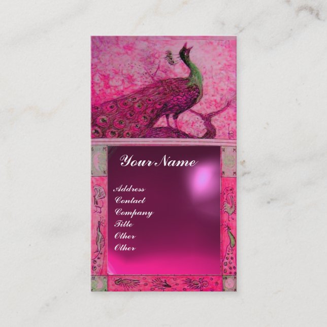 Carte De Visite MONOGRAMME PAILLON AMOUR MARIAGE rose violet améth (Devant)