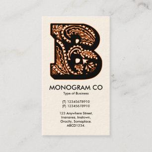 Carte De Visite Monogramme Paisley - B