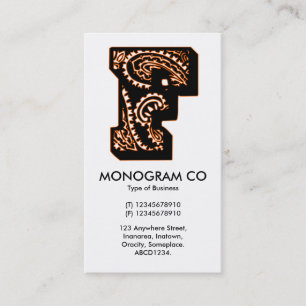 Carte De Visite Monogramme Paisley - F