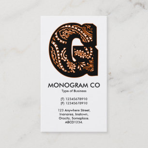 Carte De Visite Monogramme Paisley - G
