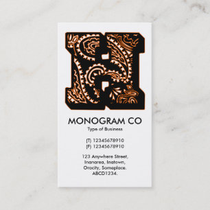 Carte De Visite Monogramme Paisley - H