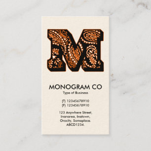 Carte De Visite Monogramme Paisley - M