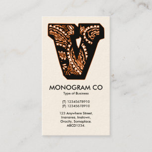 Carte De Visite Monogramme Paisley - V