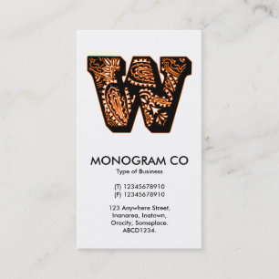 Carte De Visite Monogramme Paisley - W