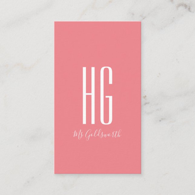 Carte De Visite Monogramme personnalisable moderne rose (Devant)