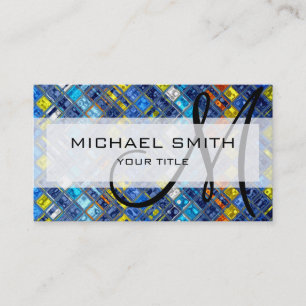 Carte De Visite Monogramme personnalisé Abstrait de Motif de mosaï