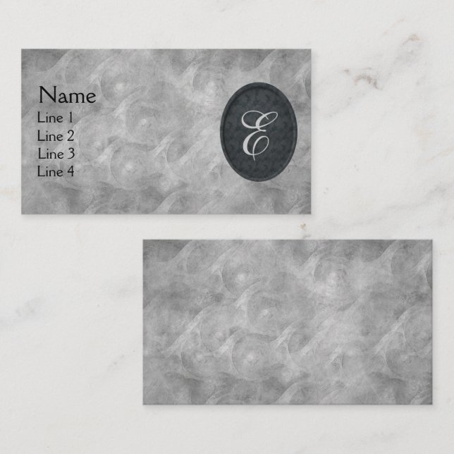 Carte De Visite Monogramme personnalisé avec initiale élégant noir (Devant / Derrière)