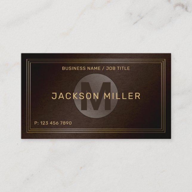 Carte De Visite Monogramme personnalisé Brown moderne (Devant)