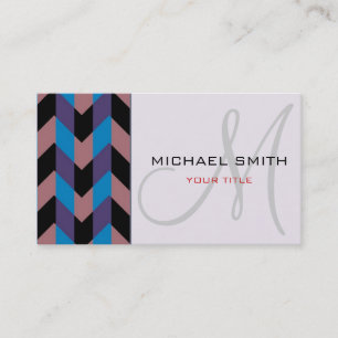 Carte De Visite Monogramme personnalisé Chevron Zigzag Motif 7