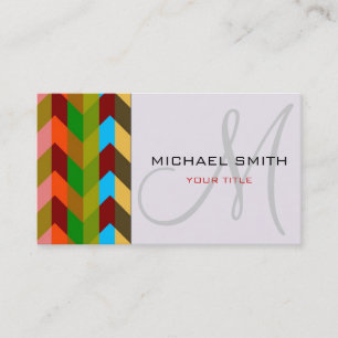 Carte De Visite Monogramme personnalisé Chevron Zigzag Motif 9