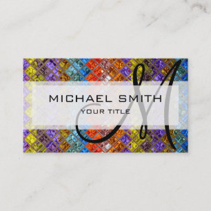 Carte De Visite Monogramme personnalisé de Motif de mosaïque Abstr