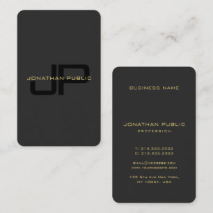 Carte De Visite Monogramme personnalisé Elégant Faux Gold Vertical