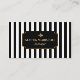 Carte De Visite Monogramme personnalisé Gold, Black & White