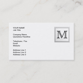 Carte De Visite Monogramme personnalisé imprimé. Noir et Blanc.