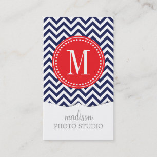 Carte De Visite Monogramme personnalisé par zigzag de Chevron de