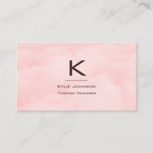 Carte De Visite Monogramme personnalisé simple élégant nuage rose