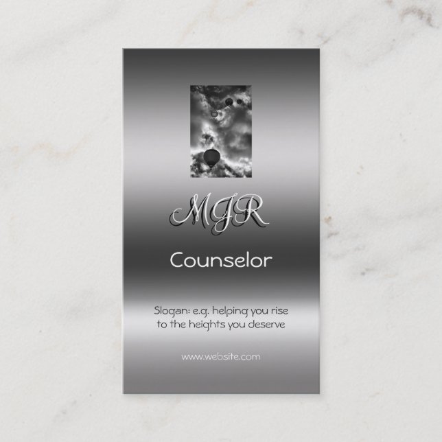 Carte De Visite Monogramme, Pile de ballon à air chaud, effet méta (Devant)