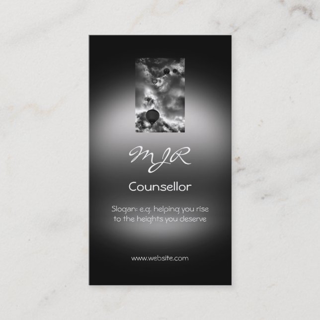 Carte De Visite Monogramme, Pile de ballon à air chaud, look métal (Devant)