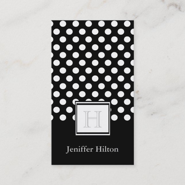 Carte De Visite monogramme pois chic professionnel (Devant)