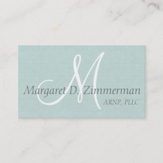 Carte De Visite Monogramme Professionnel, Coller Linge Bleu