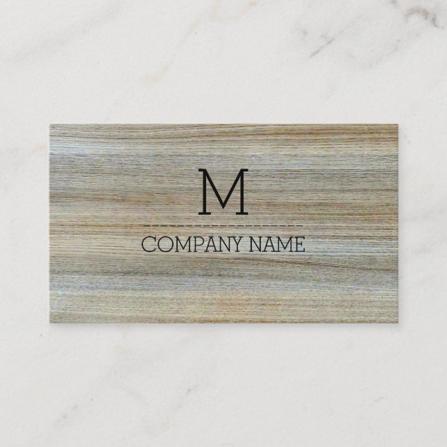 Carte De Visite Monogramme professionnel du grain de bois #3 (Devant)