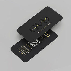 Carte De Visite Monogramme professionnel Elegant Black Gold